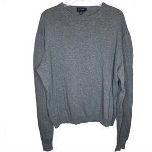 JCrew Men's Long Sleeve Grey 100% Cotton Sweater Lightweight Size Large